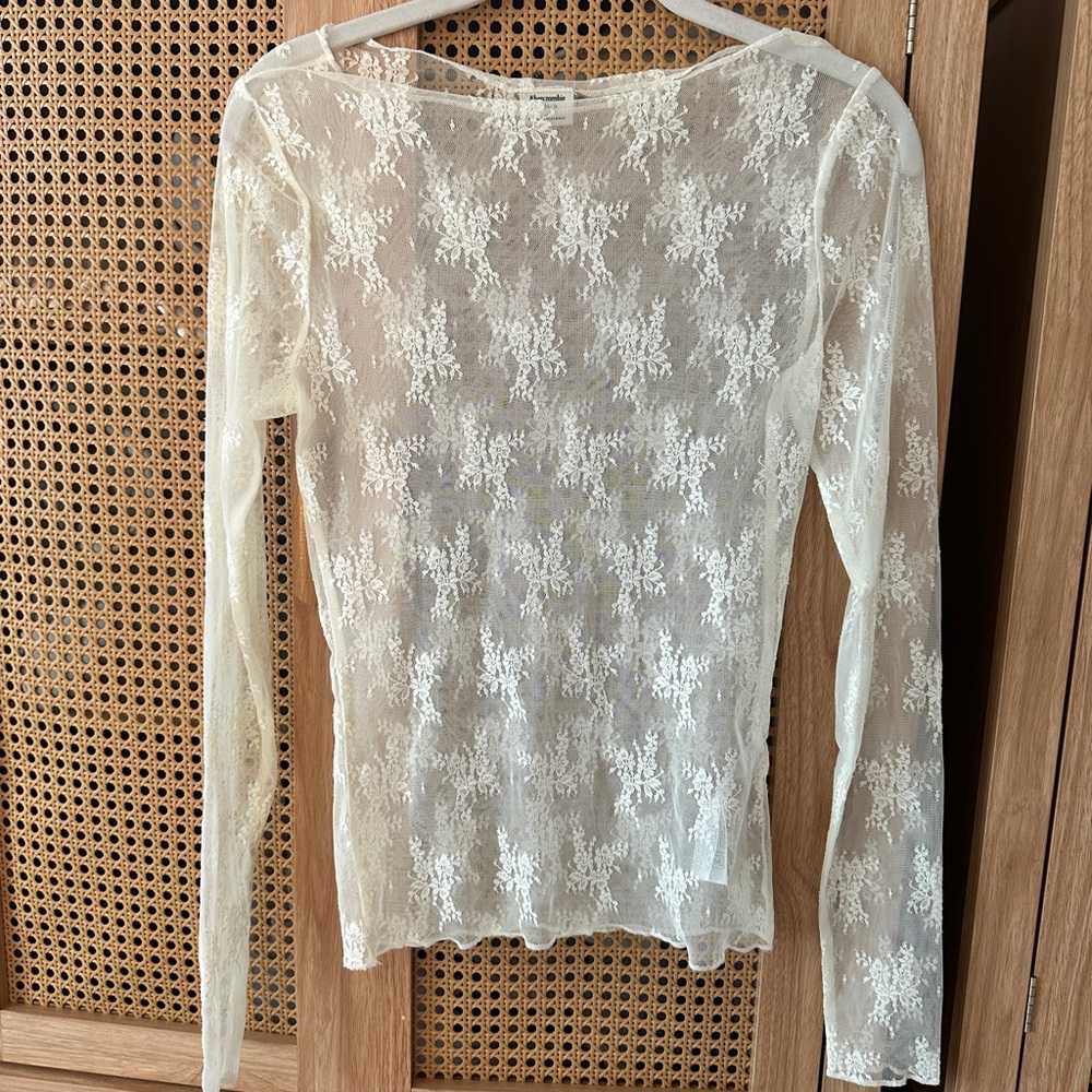 Cream sheer Lace long sleeve Top